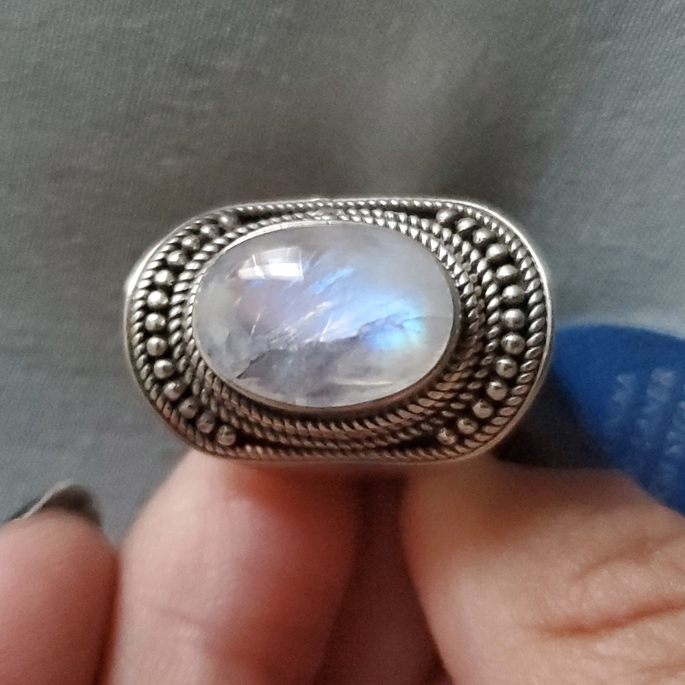 SG's Rainbow Moon Stone Ring made in India